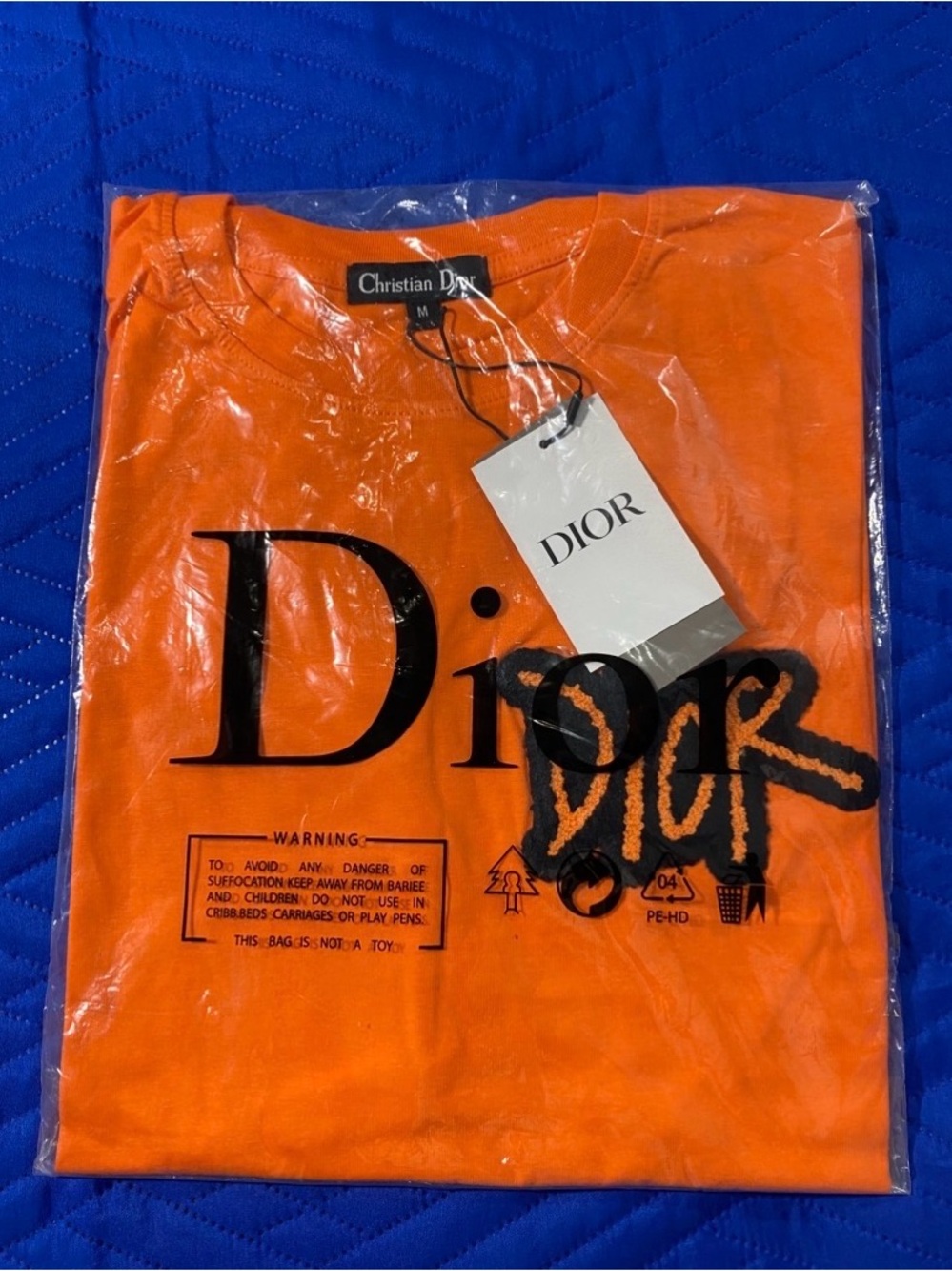 Dior Orange Logo Graphic Crewneck T-Shirt - Picture 2 of 2
